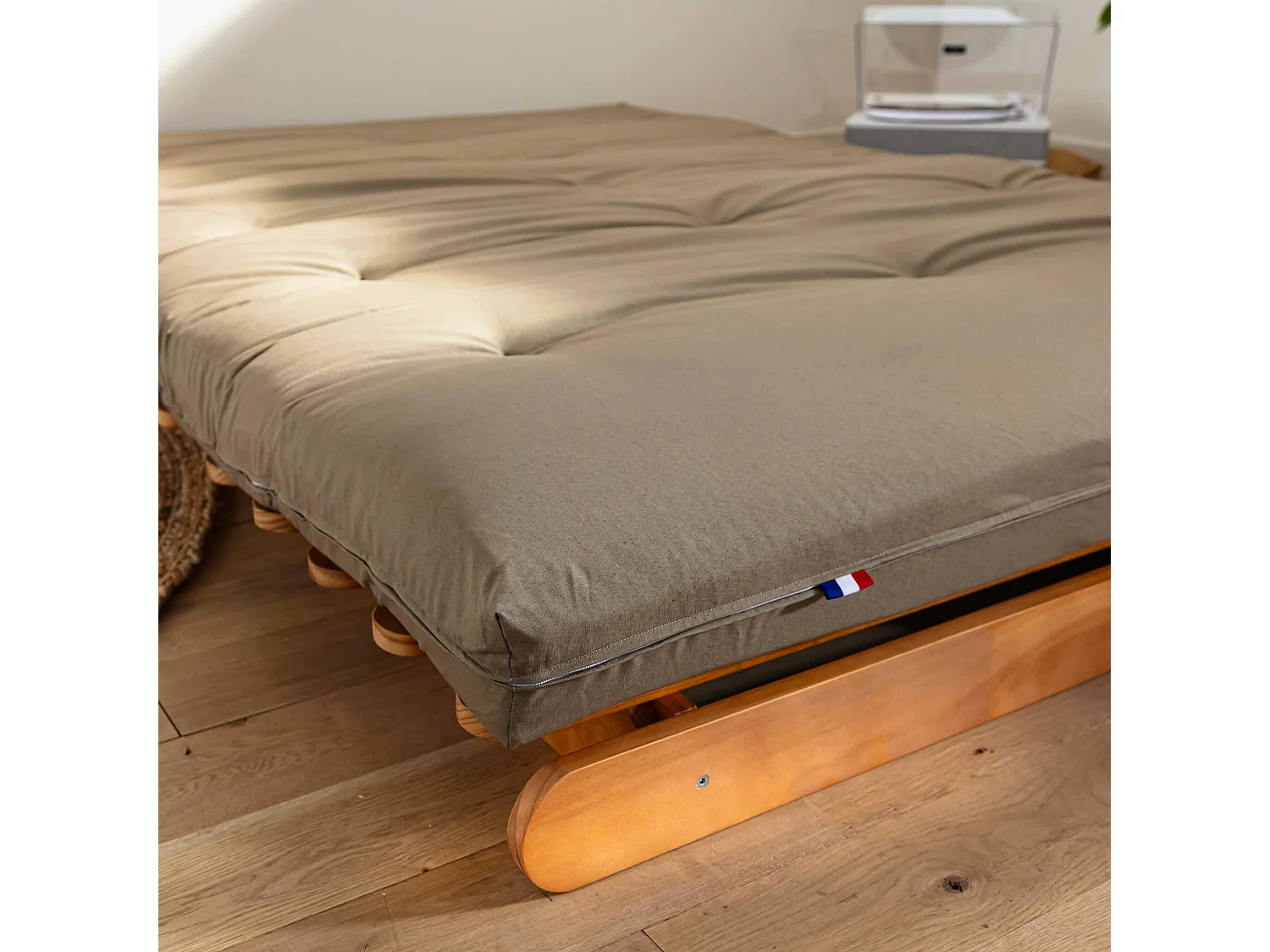 Matelas futon taupe en coton 160x200