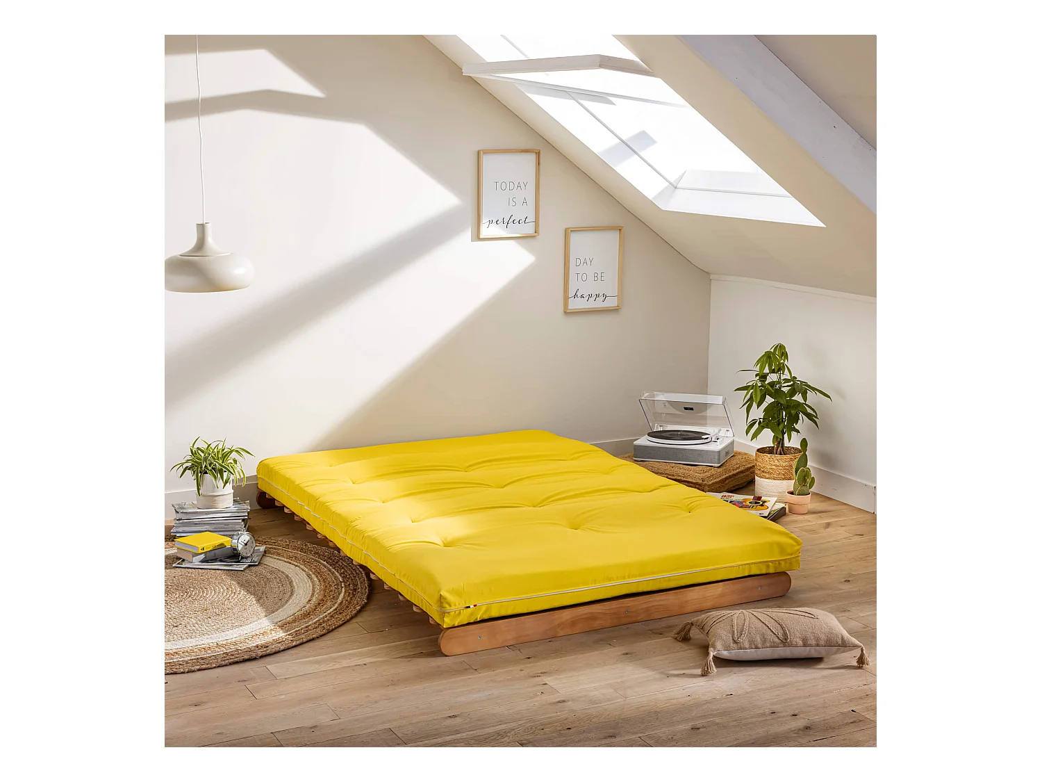Matelas futon ocre en coton 140x200