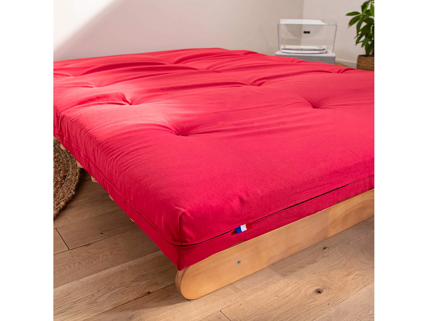 Matelas futon rouge en coton 90x190