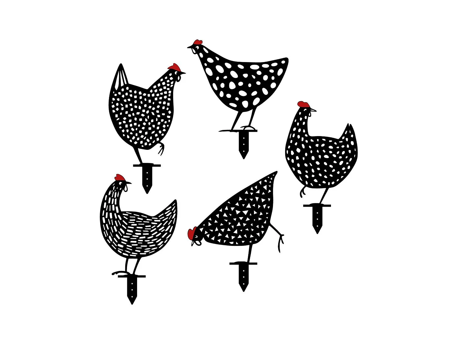 Animaux décoratifs en métal Garden Poules