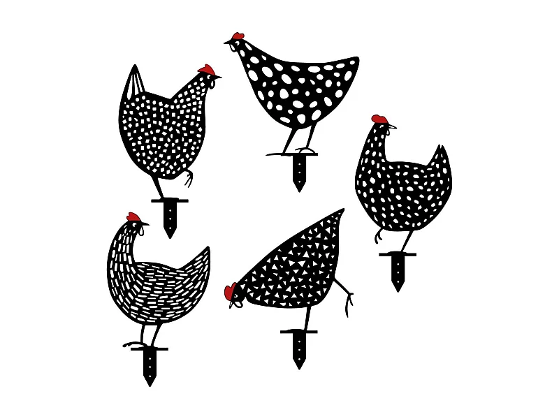 Animaux décoratifs en métal Garden Poules