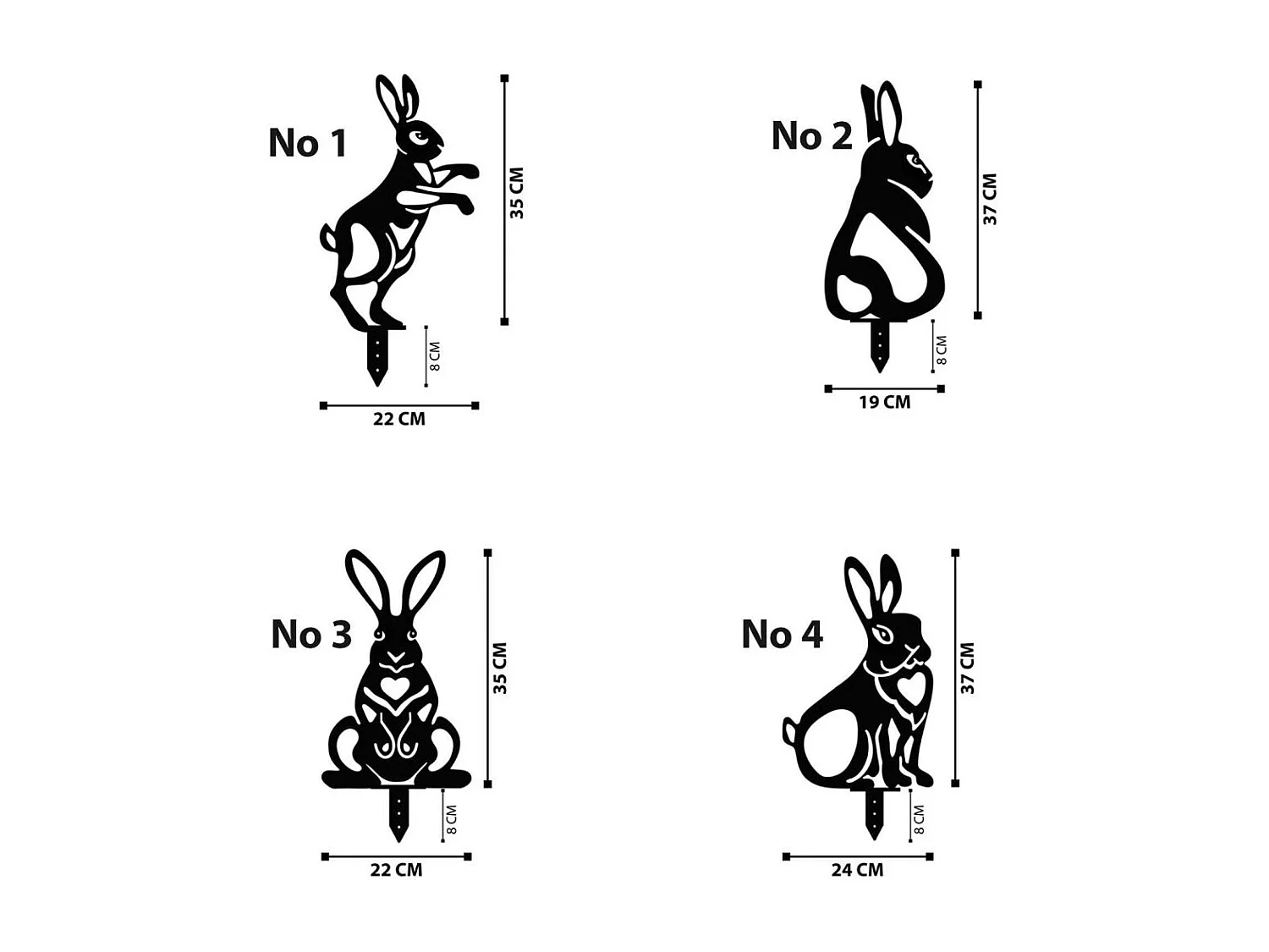 Animaux décoratifs en métal Garden Lapins