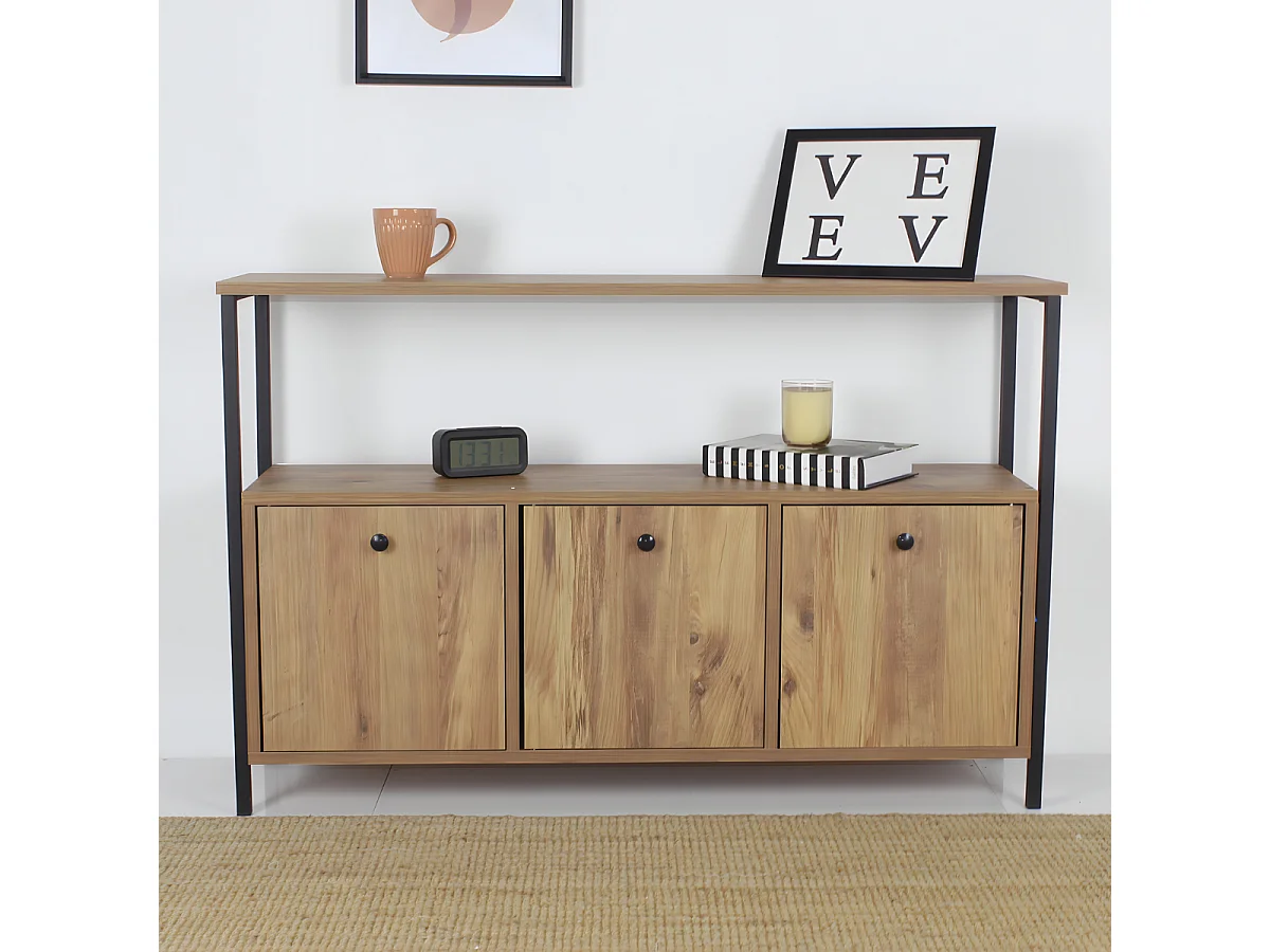 Aparador Nero V2 color nogal Negro 120x30x75 cm