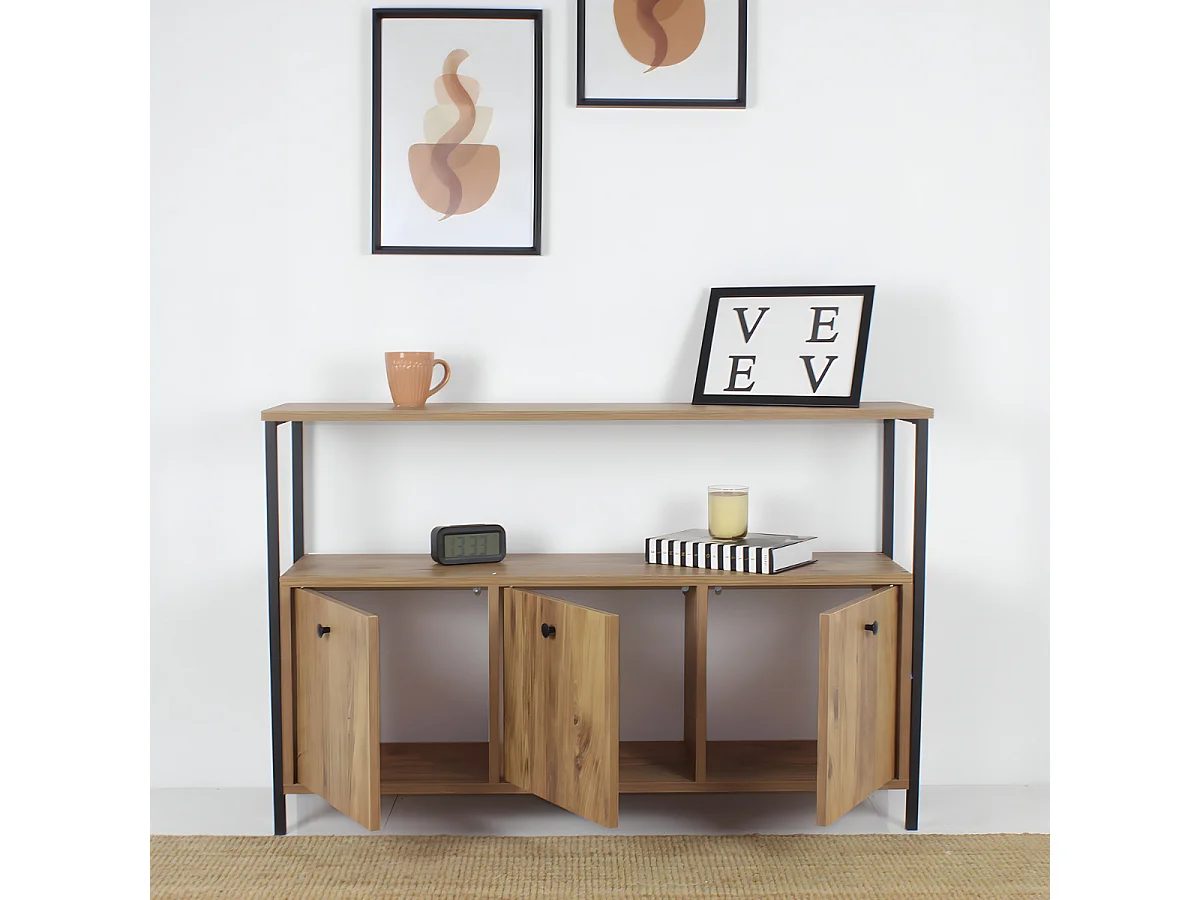 Aparador Nero V2 color nogal Negro 120x30x75 cm