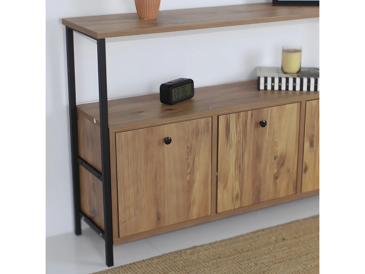 Aparador Nero V2 color nogal Negro 120x30x75 cm