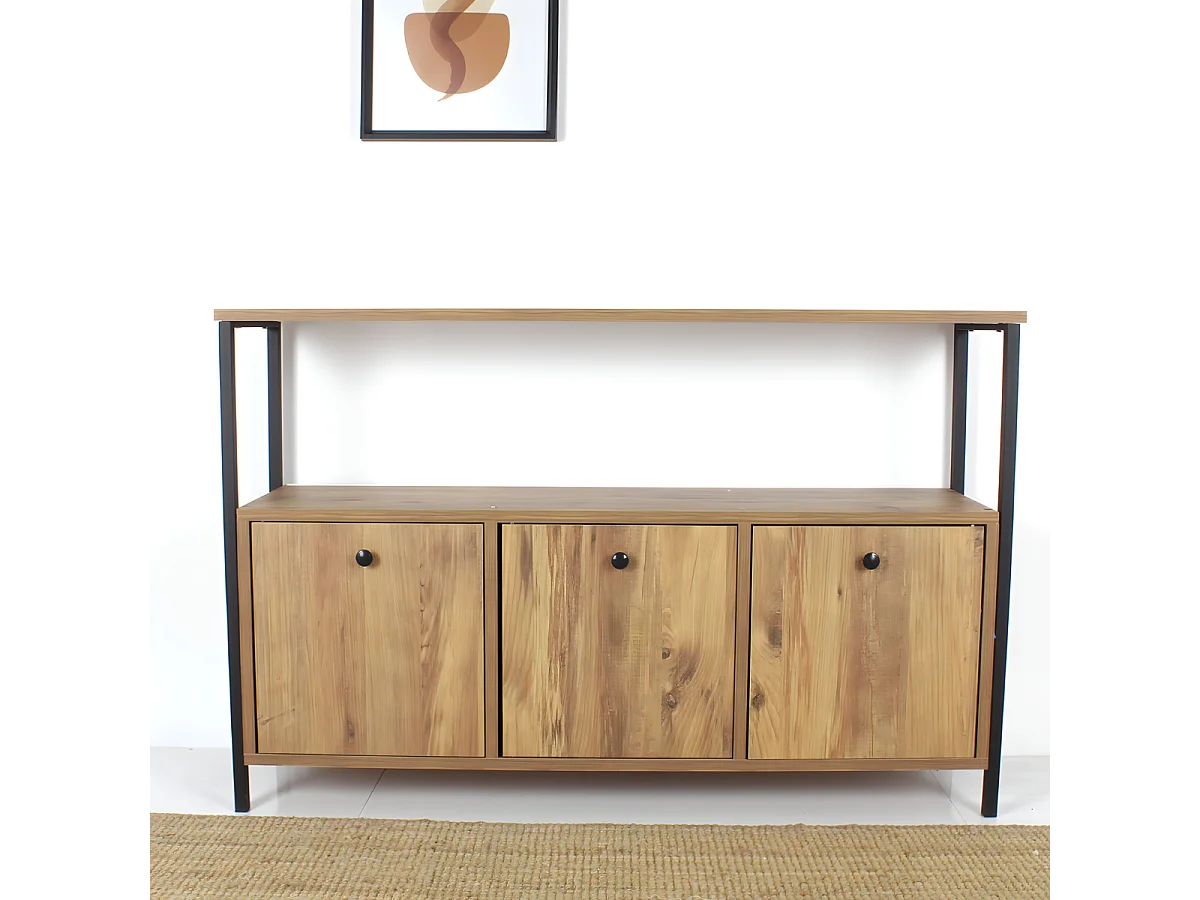 Buffet 3 deuren walnoot decor L120 cm - NERO