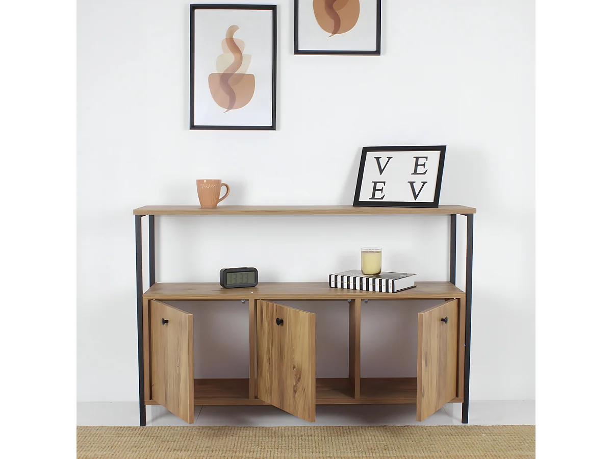 Buffet 3 deuren walnoot decor L120 cm - NERO