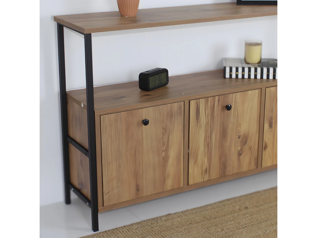 Buffet 3 deuren walnoot decor L120 cm - NERO