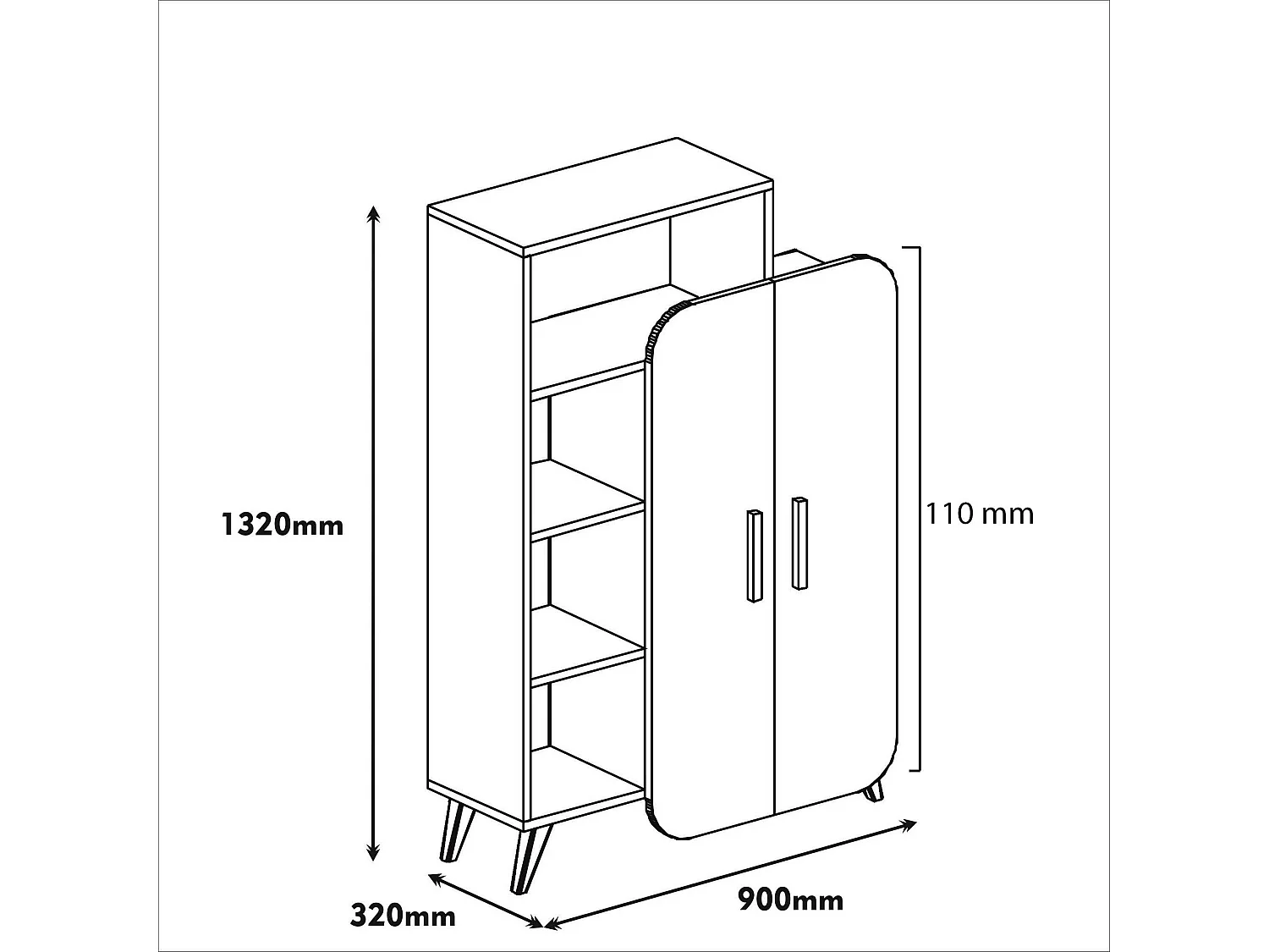 Bibliothèque 2 portes Carlier Bois Naturel et Jaune