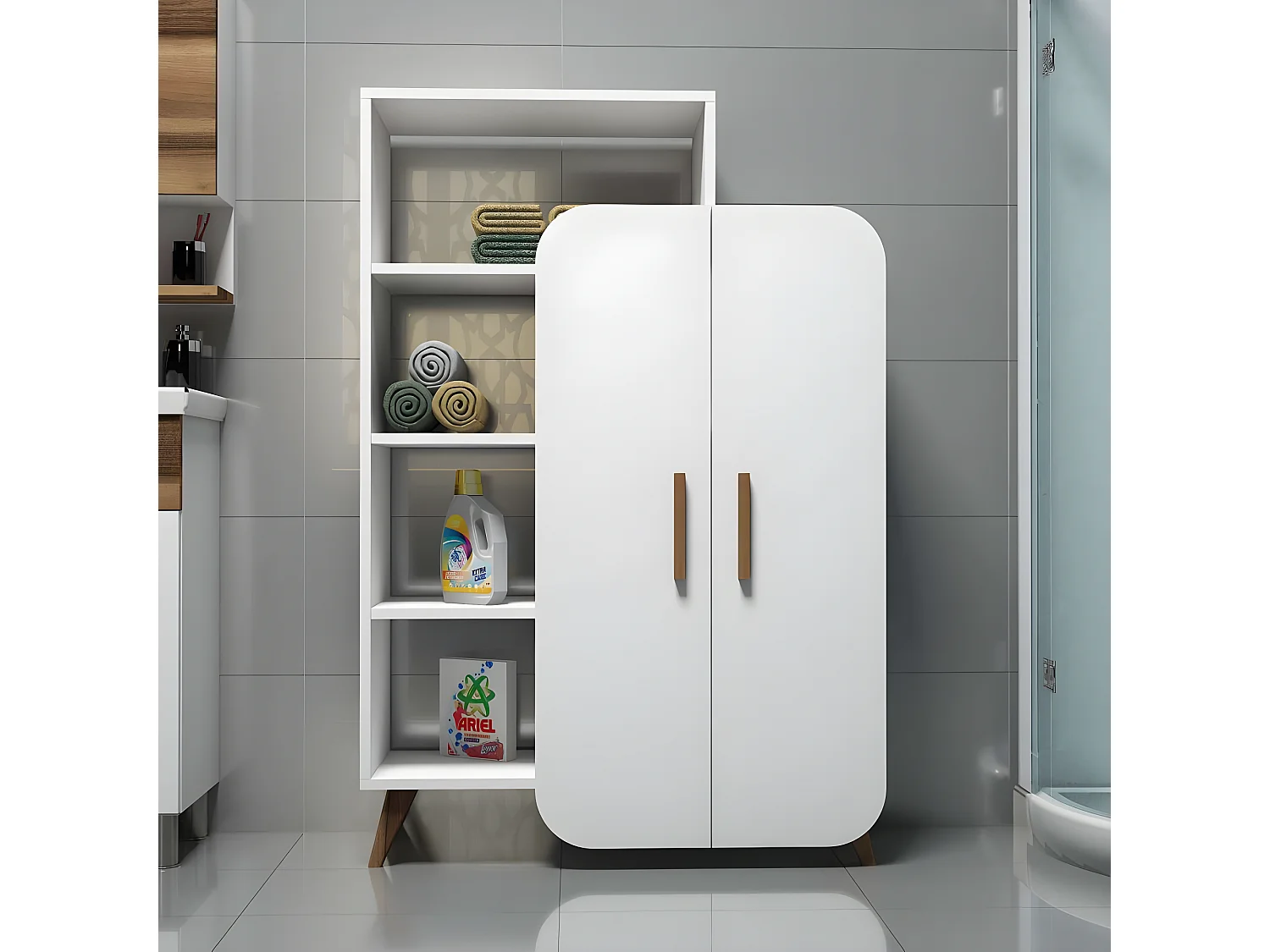 Estantería Kailua 186, Con puertas, Aglomerado laminado, Número de puertas: 2.00, 132cm