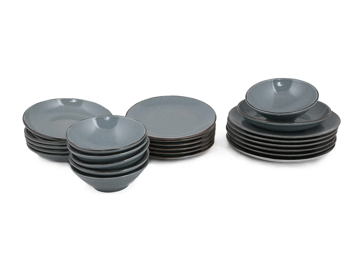 Service de table 24 pièces Ameil Porcelaine tacheté Bleu et Marron