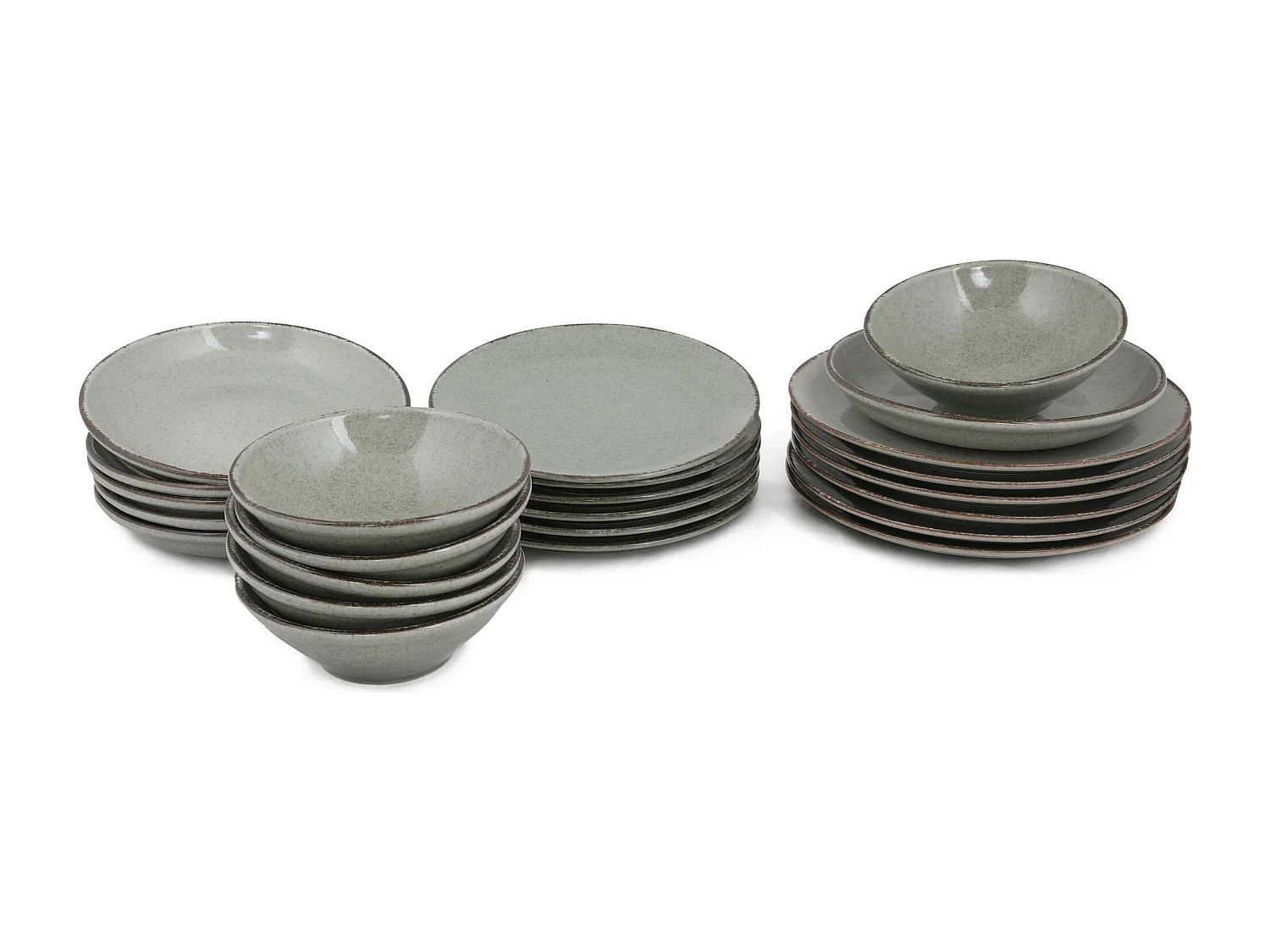 Service de table 24 pièces Ameil Porcelaine tacheté Vert et Marron