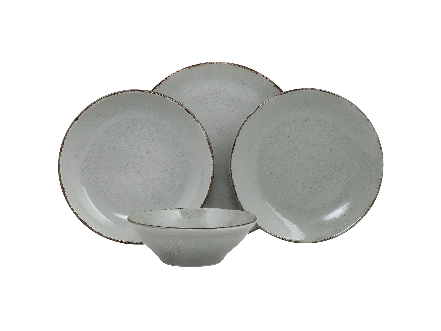 Service de table 24 pièces Ameil Porcelaine tacheté Vert et Marron