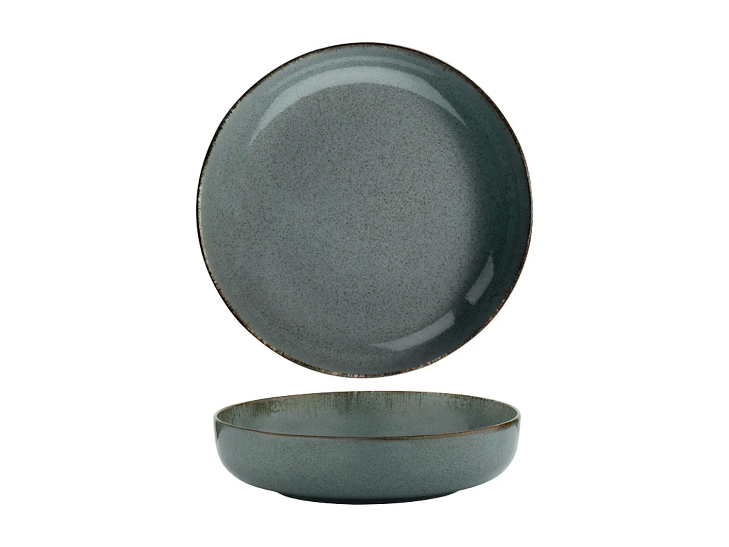 Service de table 24 pièces Ammeli 100% Porcelaine tacheté Bleu et Marron