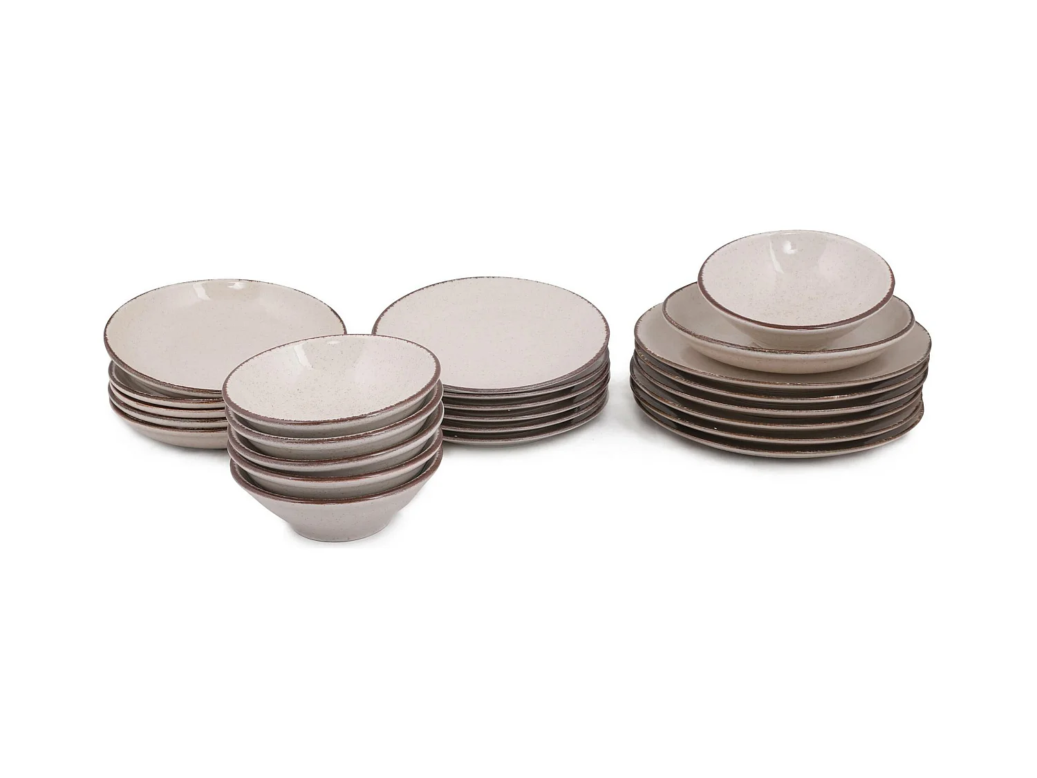 Service de table 24 pièces Ameil Porcelaine tacheté Cannelle et Marron