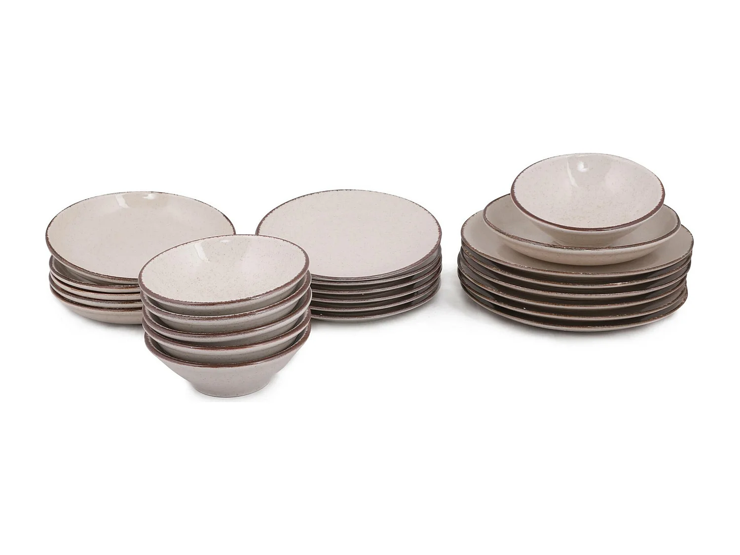 Service de table 24 pièces Ameil Porcelaine tacheté Cannelle et Marron