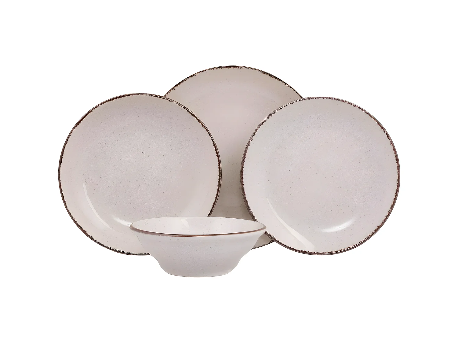 Service de table 24 pièces Ameil Porcelaine tacheté Cannelle et Marron