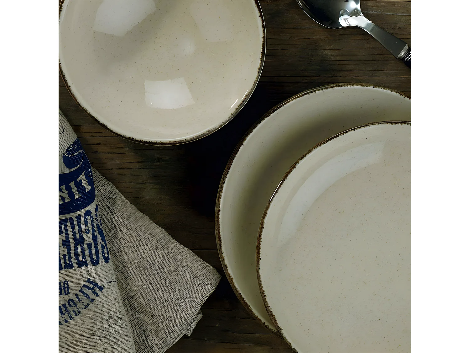 Service de table 24 pièces Ameil Porcelaine tacheté Cannelle et Marron