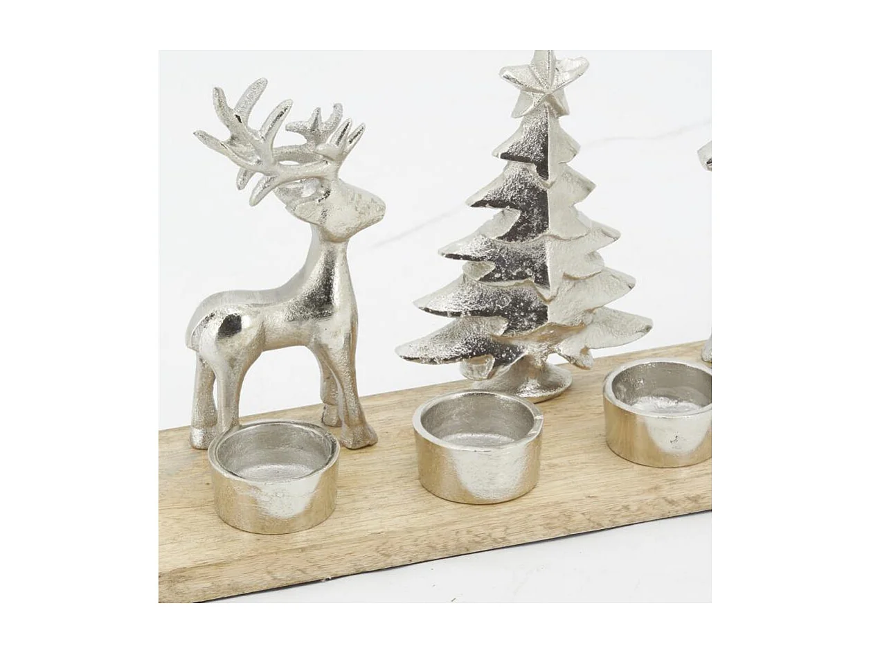 Support 4 bougies en aluminium et bois