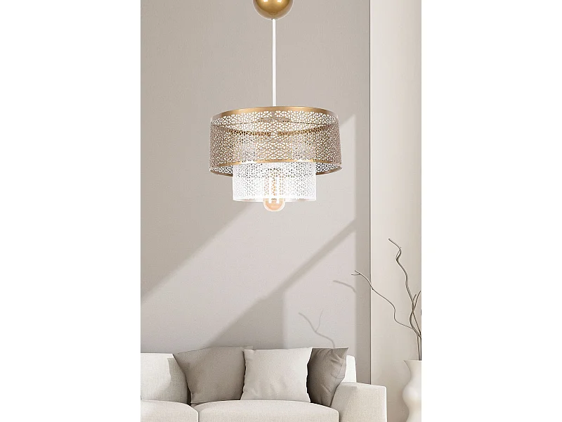 Suspension Glatini D26,5cm Métal Blanc et Or