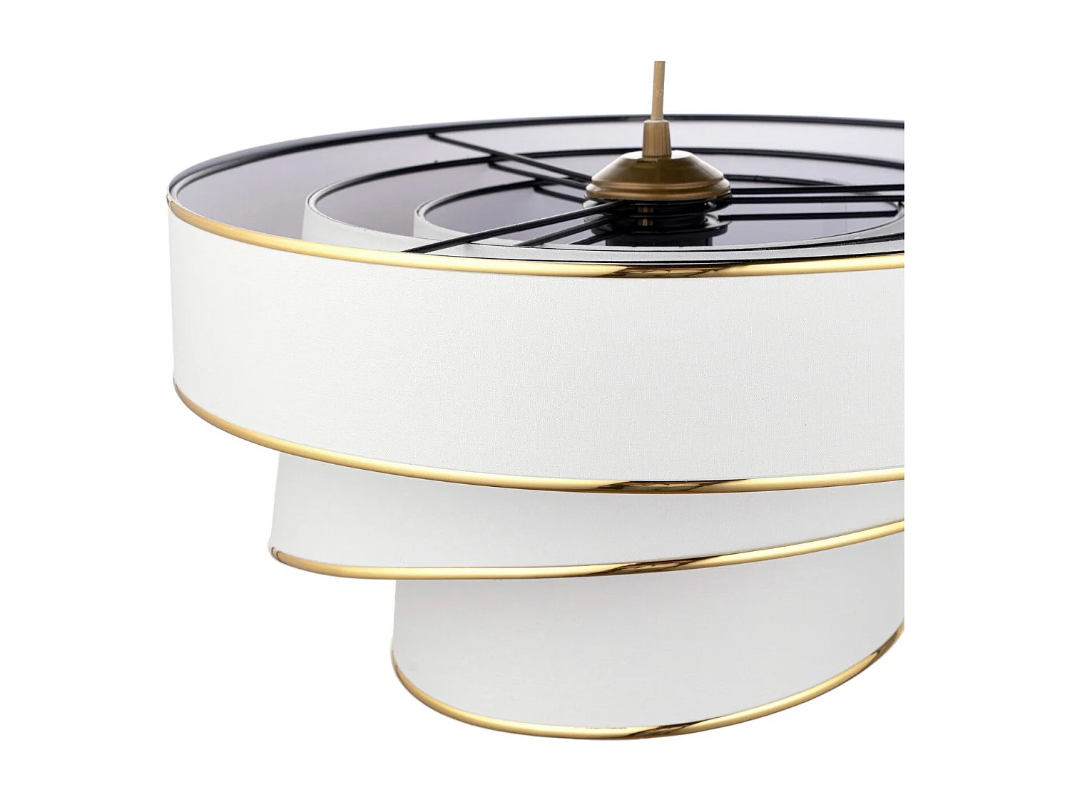 Suspension 3 cylindres design oblique Inconditus Ø40cm Blanc et Or