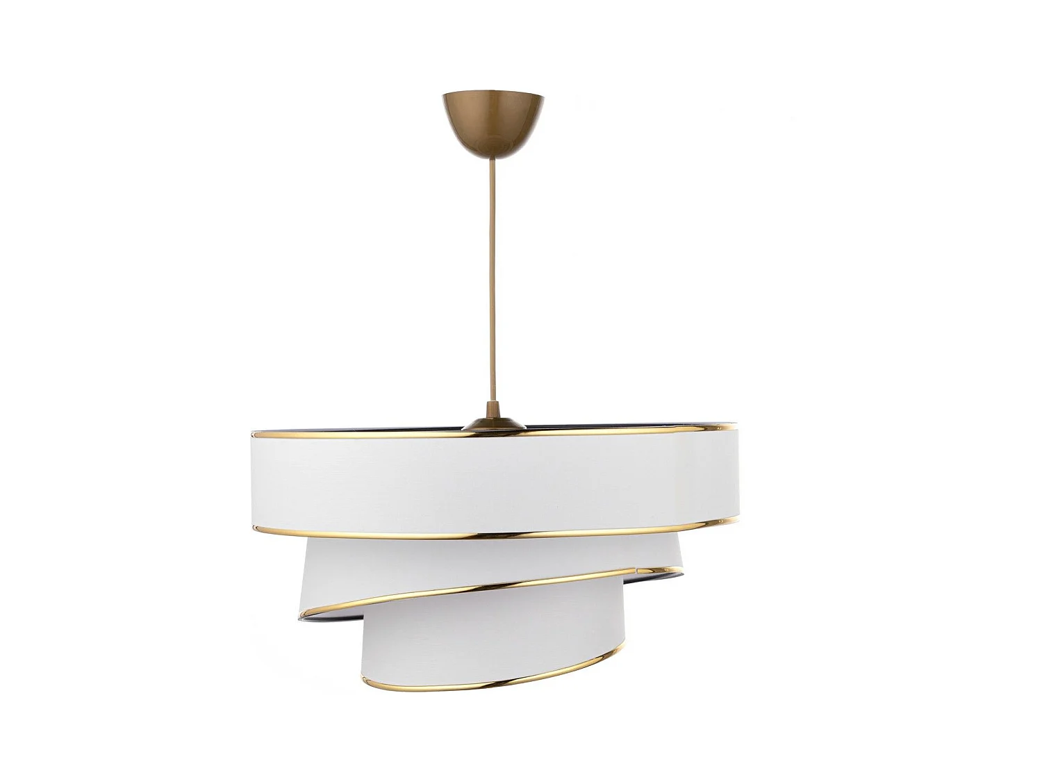 Suspension 3 cylindres design oblique Inconditus Ø40cm Blanc et Or
