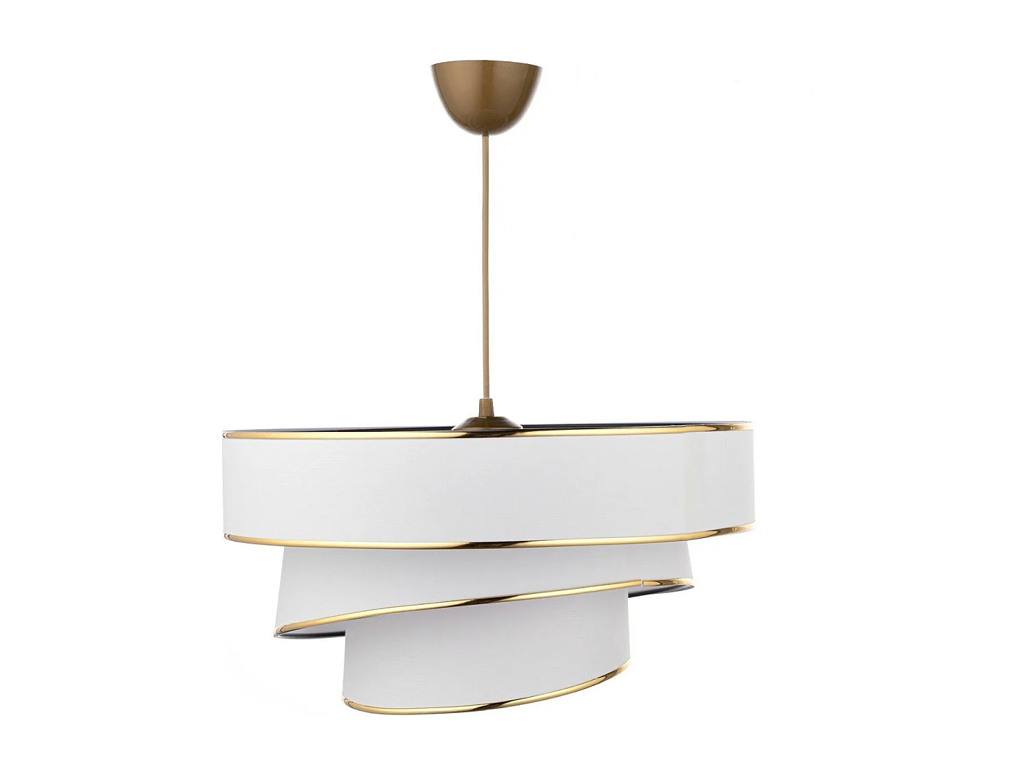 Suspension 3 cylindres design oblique Inconditus Ø40cm Blanc et Or