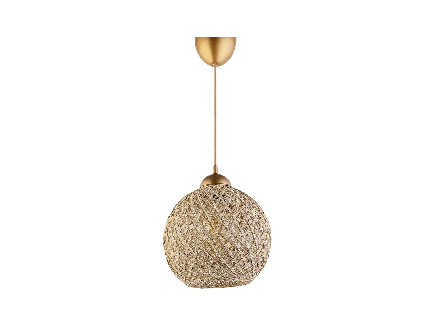 Suspension Berleda D22cm Métal Or et Coton Beige Brillant
