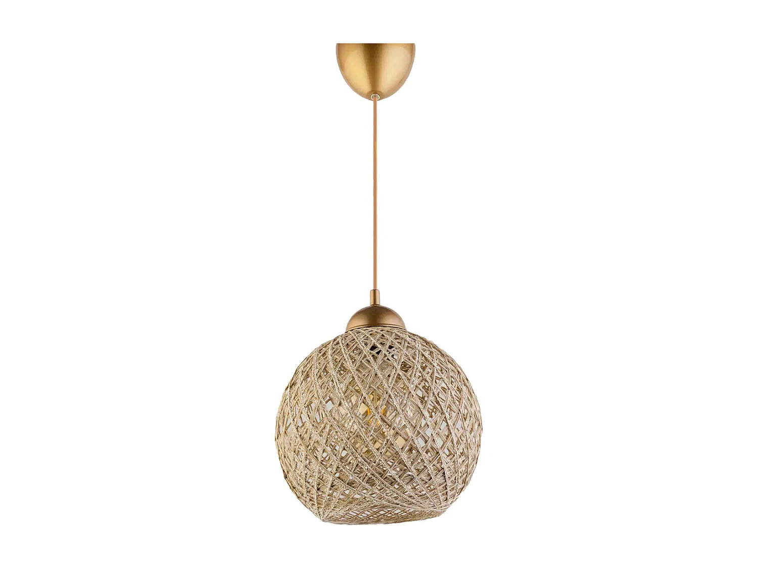 Suspension Berleda D22cm Métal Or et Coton Beige Brillant