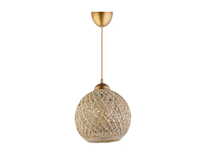 Suspension Berleda D22cm Métal Or et Coton Beige Brillant