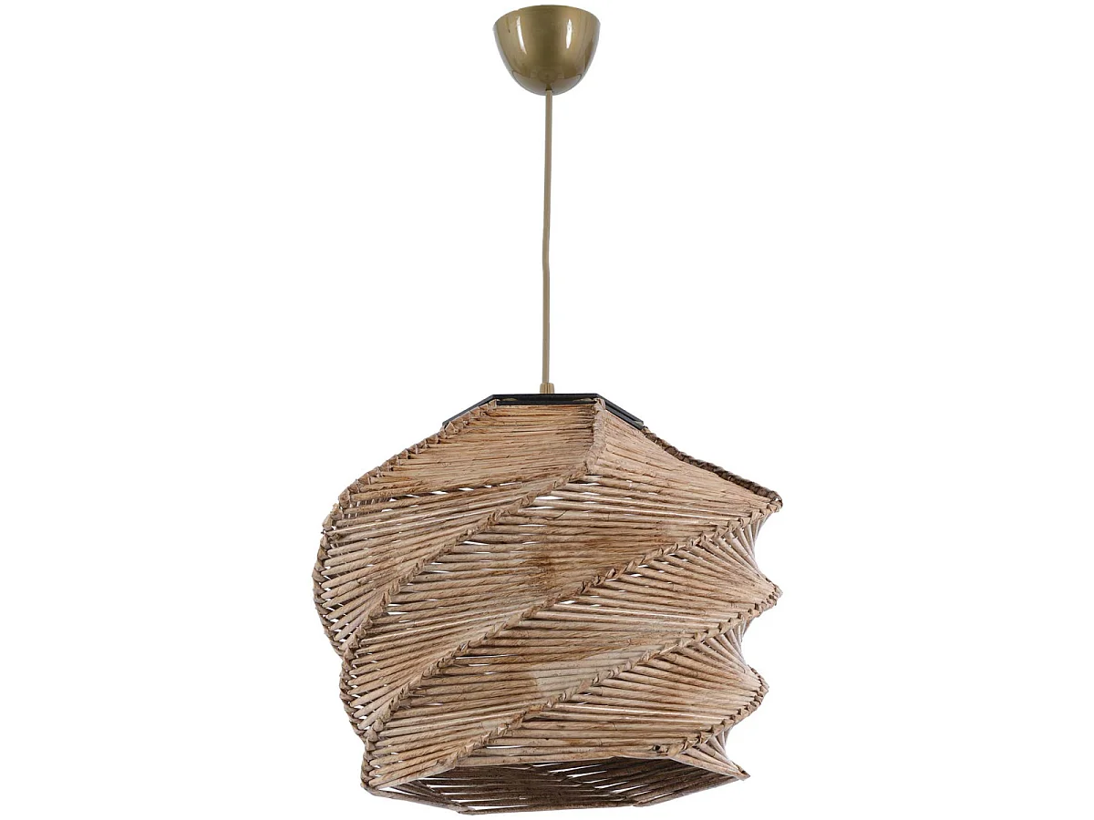 Pendelleuchte aus Holz mit geflochtenem Lampenschirm Ruche