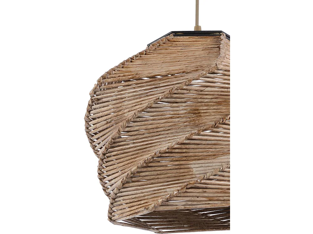 Pendelleuchte aus Holz mit geflochtenem Lampenschirm Ruche