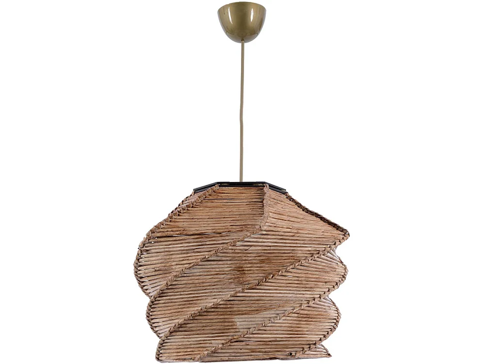 Pendelleuchte aus Holz mit geflochtenem Lampenschirm Ruche