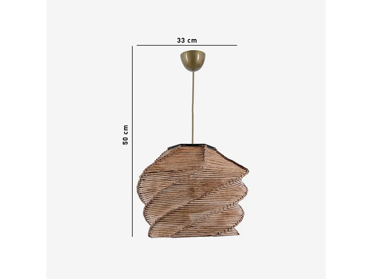 Pendelleuchte aus Holz mit geflochtenem Lampenschirm Ruche