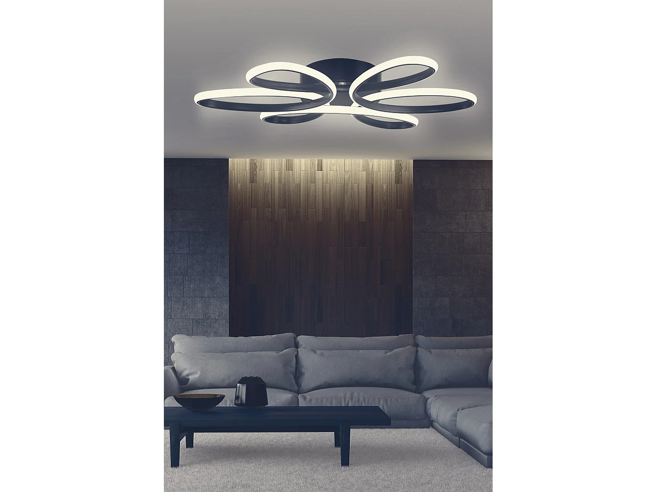 Suspension / Plafonnier design nœud celtique Emerald D60cm Métal Noir et LED Blanc