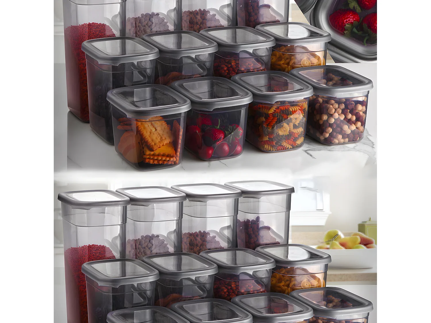 Boîte de conservation en plastique gris (Lot de 24)