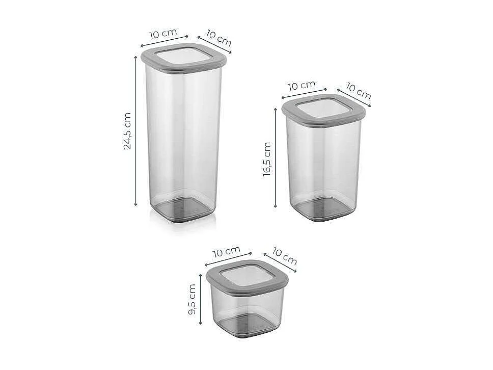 Lot de 24 boites de conservation 3 dimensions Vezin Transparent et Anthracite