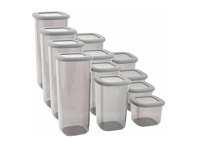 Boîte de conservation en plastique transparent et anthracite Box 12 pièces