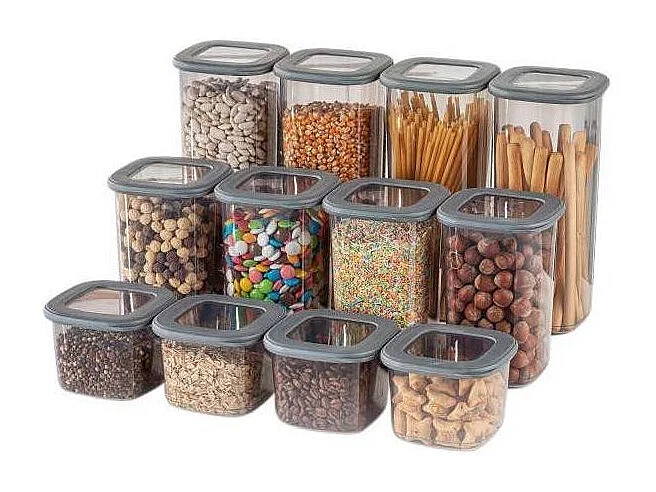Boîte de conservation en plastique transparent et anthracite Box 12 pièces