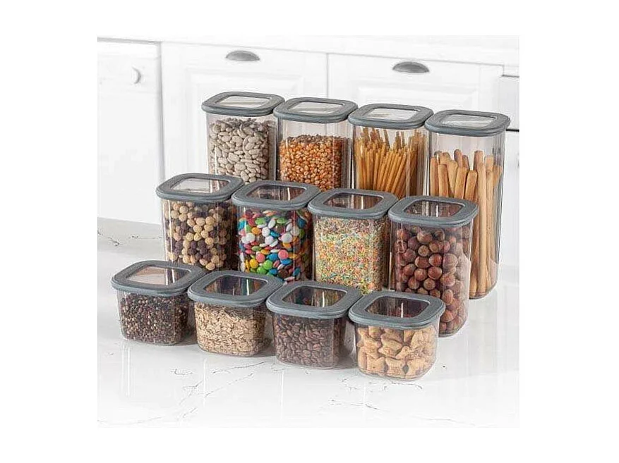 Boîte de conservation en plastique transparent et anthracite Box 12 pièces