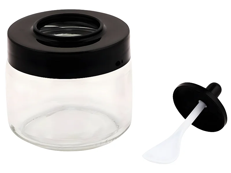 Lot de 12 pots d'épices couvercle avec cuillère Lionash H8cm Verre Transparent