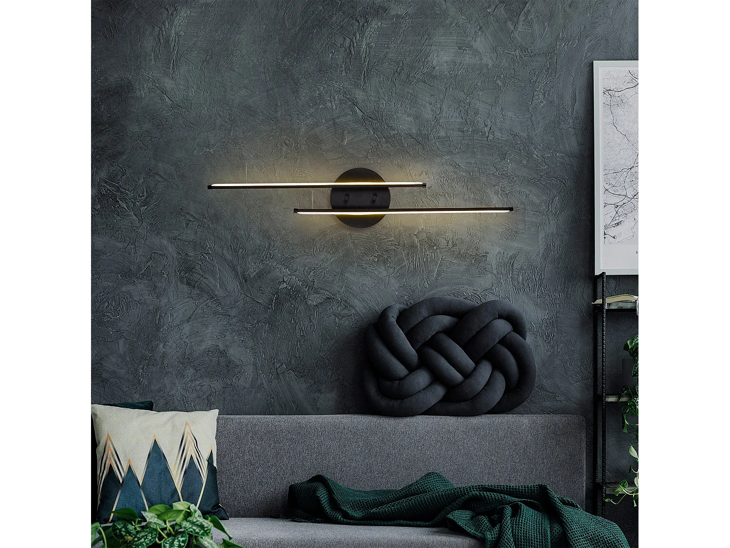 Applique murale Glorona H86cm Métal Noir