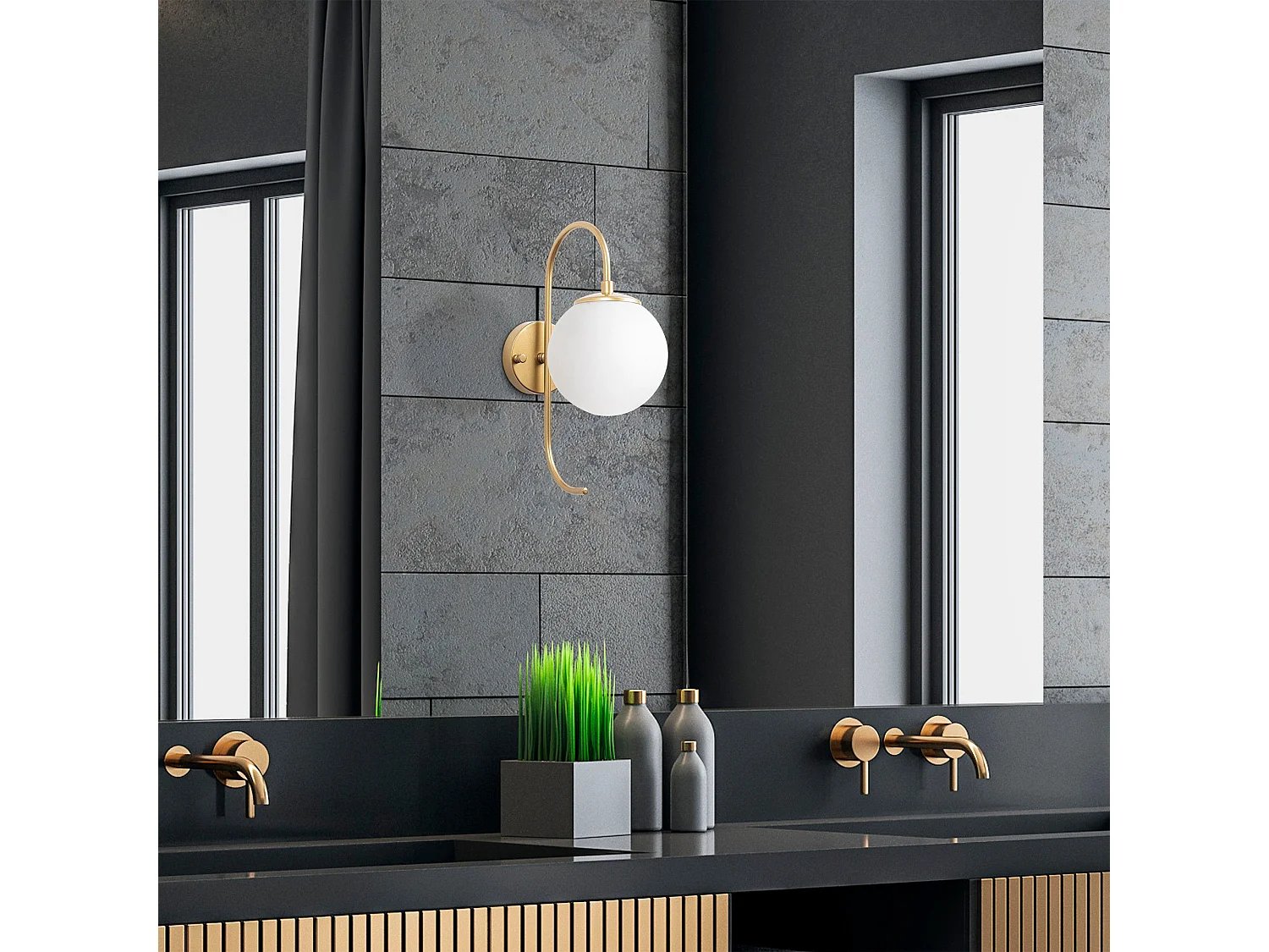 Applique murale crochet Bulla 36cm Verre Blanc et Or