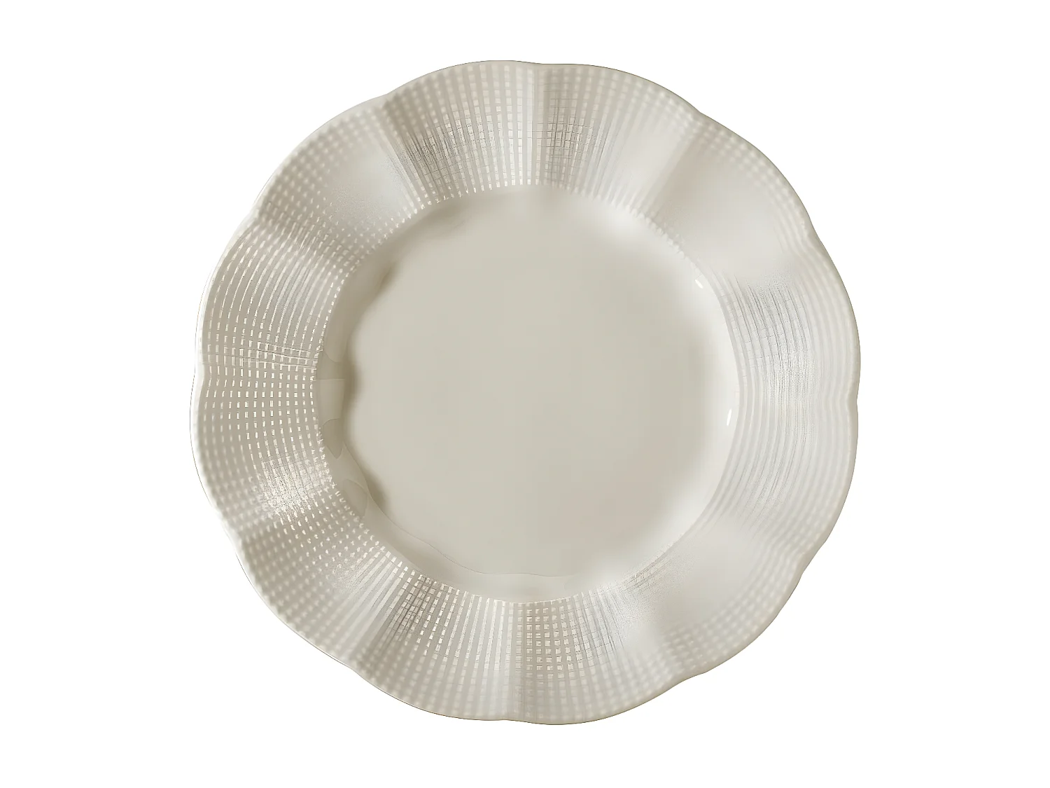 Service de table 24 pièces Campari Porcelaine fond Blanc et bordure pliée avec écaille