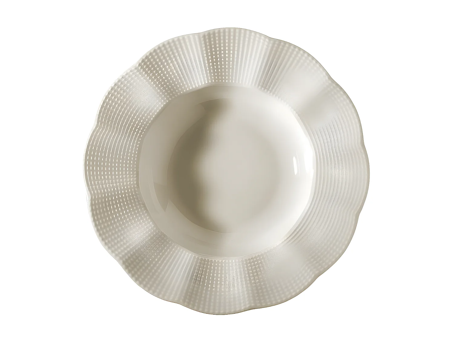 Service de table 24 pièces Campari Porcelaine fond Blanc et bordure pliée avec écaille