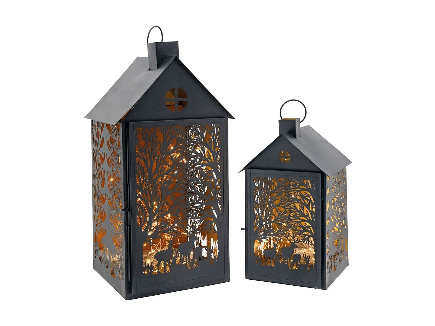 Lanternes en métal noir Maison Cerf (lot de 2)