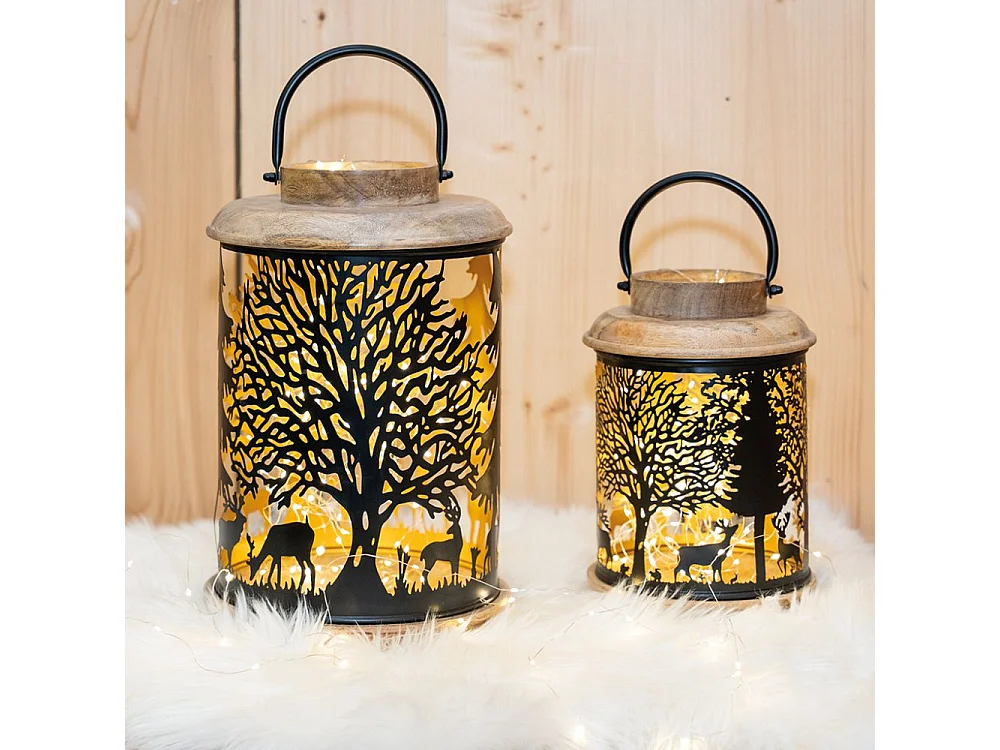 Lanterne en bois et métal Cerf