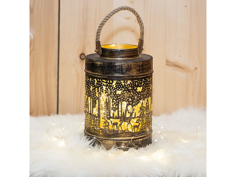 Lanterne en métal doré Cerf