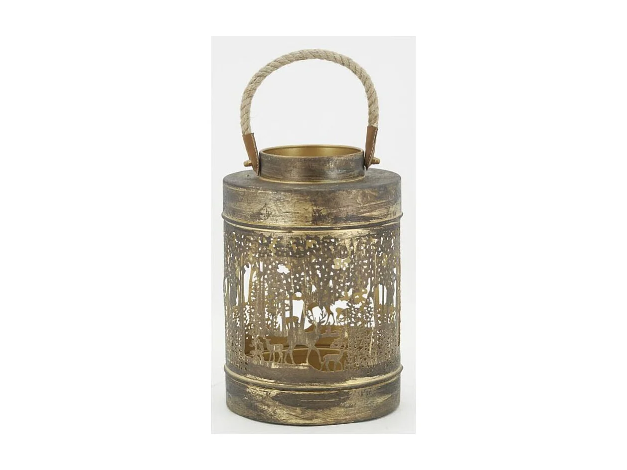 Lanterne en métal doré Cerf