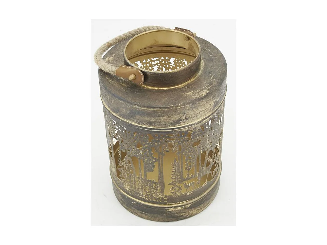 Lanterne en métal doré Cerf